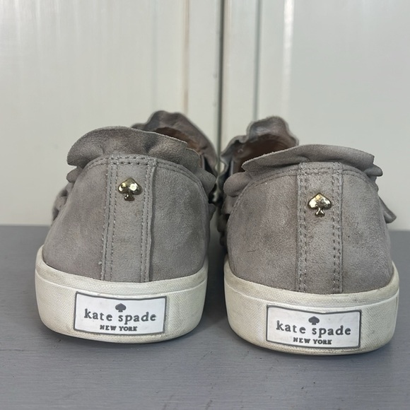 Kate Spade New York Lilly Taupe Suede Slip On Ruffled Sneaker Sz 8M - Picture 9 of 11